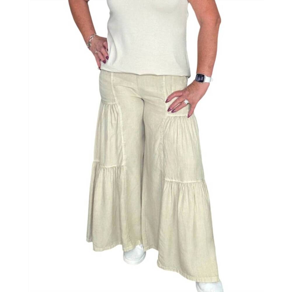 NEW DELANEY wide leg tiered pants in beige
